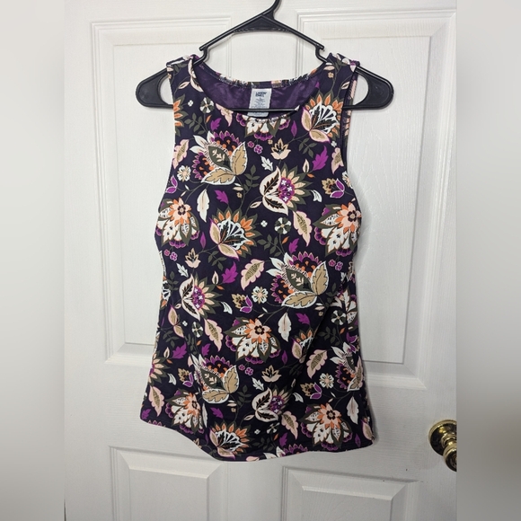 Lands End Womens Swim Top Tankini Purple Tank Floral Bathing Suit Size 10 Long - Picture 1 of 3